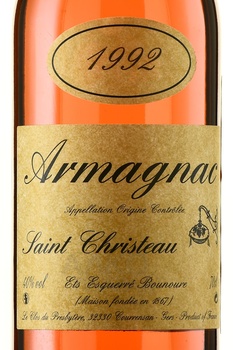 Armagnac Saint Christeau Millesime 1992 - арманьяк Сент Кристо Миллезимэ 1992 года 0.7 л в п/у