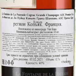 La Fontaine de La Pouyade Grande Champagne Premier Cru in gift box - коньяк Ля Фонтен де ля Пуйад Гранд Шампань Премьер Крю 0.7 л в п/у кожа