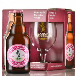 пиво Blanche de Bruxelles Rosee 0.33 л набор с бокалом в подарочной коробке