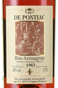 Bas-Armagnac De Pontiac 1963 - арманьяк Баз-Арманьяк де Понтьяк 1963 год 0.7 л в д/у