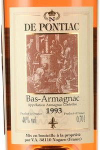 Bas-Armagnac De Pontiac 1993 - арманьяк Баз-Арманьяк де Понтьяк 1993 год 0.7 л в д/у