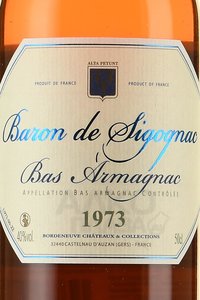 Baron de Sigognac 1973 - арманьяк Барон де Сигоньяк 1973 год 0.5 л в д/у