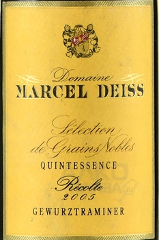 Domaine Marcel Deiss Gewurztraminer SGN Quintessence - вино Домен Марсель Дайс Гевюрцтраминер СГН Кэнтэсанс 2005 год 0.375 л белое сладкое