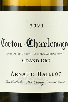 Arnaud Baillot Corton-Charlemagne Grand Cru AOC - вино Арно Байо Кортон-Шарлемань Гран Крю АОС 2021 год 0.75 л белое сухое