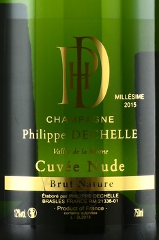 Champagne Philippe Dechelle Cuvee Nude - шампанское Филипп Дешель Кюве Нюд 2015 год 0.75 л белое экстра брют