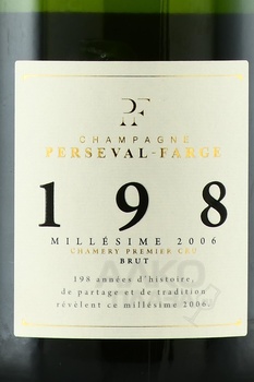 Champagne Perseval-Farge 198 - шампанское Шампань Персеваль-Фарж 198 2006 год 0.75 л белое брют