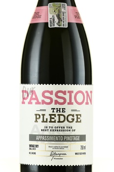 The Pledge Our Passion Appassimento Pinotage - вино Зе Пледж Ауа Пешн Аппассименто Пинотаж 2021 год 0.75 л красное полусухое