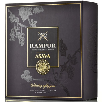 Rampur Asava - виски Рампур Асава 0.7 л в п/у + 2 стакана