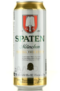 Spaten Munchen - пиво Шпатен Мюнхен 0.5 л ж/б светлое пастеризованное