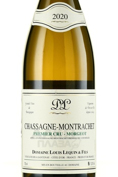 Chassagne-Montrachet Premier Cru Morgeot AOC Domaine Louis Lequin & Fils - вино Шассань-Монраше Премье Крю-Моржо АОС Домэн Луи Лекин э Фис 2020 год 0.75 л белое сухое