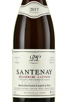 Santenay 1-er Cru La Comme AOC Domaine Louis Lequin & Fils - вино Сантене Премье Крю Ла Ком АОС Домэн Луи Лекин э Фис 2017 год 0.75 л красное сухое