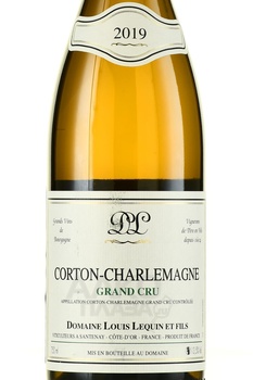 Corton-Charlemagne Grand Cru AOC Domaine Louis Lequin & Fils - вино Кортон-Шарлемань Гран Крю АОС Домэн Луи Лекин э Фис 2019 год 0.75 л белое сухое