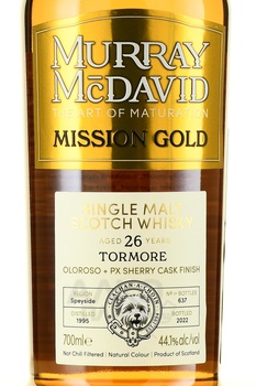 Murray McDavid Mission Gold Tormore 26 Years Old - виски Мюррей МакДэвид Мишн Голд Тормор 26 лет 0.7 л в п/у