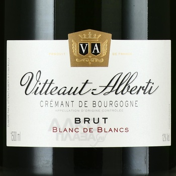 Vitteaut-Alberti Cremant de Bourgogne Blanc de Blancs Brut - вино игристое Витто Альберти Креман де Бургонь Блан де Блан Брют 2020 год 1.5 л белое брют