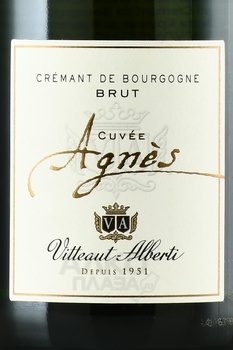 Vitteaut-Alberti Cremant de Bourgogne Cuvee Agnes Brut - вино игристое Витто Альберти Креман де Бургонь Кюве Аньес Брют 2020 год 0.75 л белое брют