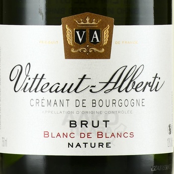 Vitteaut-Alberti Cremant de Bourgogne Blanc de Blancs Nature - вино игристое Витто Альберти Креман де Бургонь Блан де Блан Брют Натюр 2020 год 0.75 л белое брют