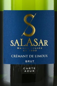 Salasar Carte Azur Cremant de Limoux - вино игристое Салазар Карт Азур Креман де Лиму 2021 год 0.75 л белое брют