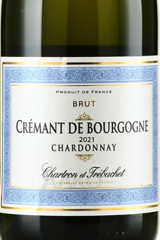 Chartron et Trebuchet Cremant de Bourgogne Chardonnay - вино игристое Шартрон э Требюше Креман де Бургонь Шардоне 2021 год 0.75 л белое брют