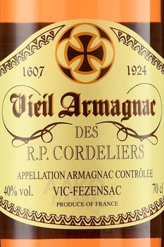 Vieil Armagnac des R.P. Cordeliers VSOP - Вьей Арманьяк де Р.П. Корделье ВСОП 0.7 л