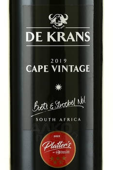 De Krans Cape Vintage 2019 - портвейн Де Кранс Кейп Винтаж 0.75 л