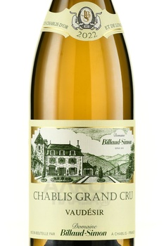 Billaud-Simon Chablis Grand Cru Vaudesir - вино Бийо-Симон Шабли Гран Крю Водезир 2022 год 0.75 л белое сухое