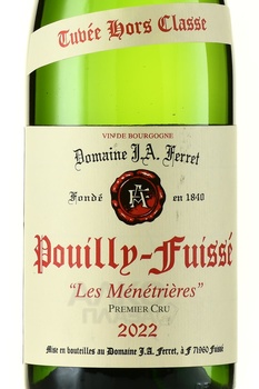 Pouilly-Fuisse Premier Cru AOC Les Menetrieres Cuvee Hors-Classe - вино Пуйи-Фюссе Премье Крю АОС Кюве Ор Класс Ле Менетриер 2022 год 0.75 л белое сухое