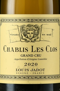 Chablis Grand Cru AOC Les Clos Maison Louis Jadot - вино Шабли Гран Крю АОС Ле Кло Мэзон Луи Жадо 2020 год 0.75 л белое сухое