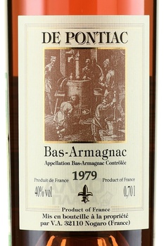 Bas-Armagnac De Pontiac - арманьяк Баз-Арманьяк де Понтьяк 1979 год 0.7 л в д/у