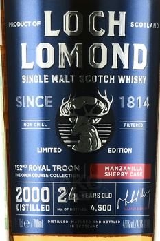 Loch Lomond Limited Edition Open Course Collection 152 Royal Troon Loch Lomond 24 Year Old - виски Лох Ломонд Лимитед Эдишн Опен Корс Коллекшн 152 Роял Трун 24 года 0.7 л в п/у