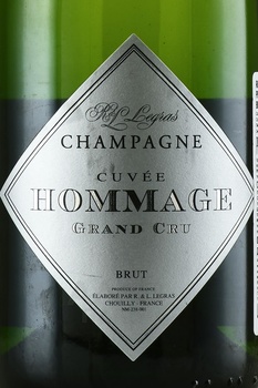 R&L Legras Cuvee Hommage Grand Cru Brut Champagne AOC - шампанское Шампань Р&Л Легра Кюве Оммаж Гран Крю Брют 0.75 л