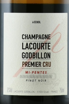 Champagne Lacourte Godbillon Premier Cru Mi-Pentes - шампанское Шампань Лакурт Годбийон Премье Крю Ми-Пант 2017 год 0.75 л белое экстра брют