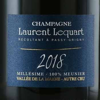 Champagne Laurent Lequart Meunier Millesime - шампанское Шампань Лоран Лекар Менье Миллезим 2018 год 0.75 л белое экстра брют