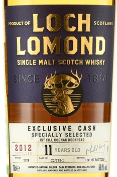 Loch Lomond Exclusive Cask Specially Selected 11 years old - виски Лох Ломонд Эксклюзив Каск Спешиали Селектед 11 лет 0.7 л в тубе