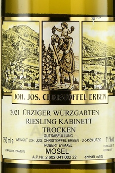 Urziger Wurzgarten Riesling Kabinett Trocken - вино Урцигер Вюрцгартен Рислинг Кабинет трокен 2021 год 0.75 л белое сухое