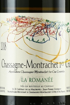 Chateau de la Maltroye Chassagne Montrachet 1-er Cru La Romanee - вино Шато де ля Мальтрои Шассань-Монраше Премье Крю Ля Романэ 2018 год 0.75 л белое сухое