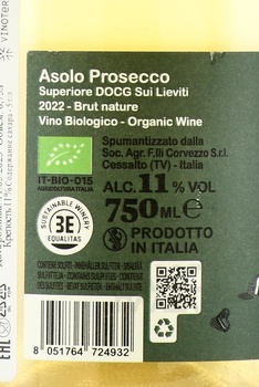 Free Run Asolo Prosecco Superiore DOCG Sui Lieviti Brut Nature - вино игристое Фри Ран Азоло Просекко Супериоре ДОКГ Суи Льевити Брют Натюр 0.75 л белое экстра брют