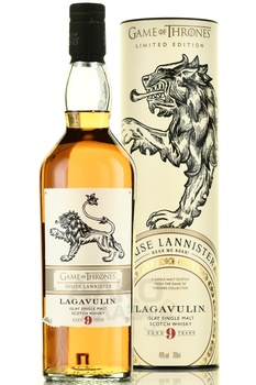 Game of Thrones Lagavulin 9 years House Lannister in tube - виски Игра Престолов Лагавулин 9 лет Дом Ланнистеров 0.7 л в тубе