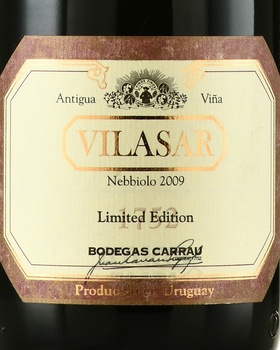 Vilasar Nebbiolo Limited Edition - вино Виласар Неббиоло Лимитед Эдишн 2009 год 0.75 л красное сухое