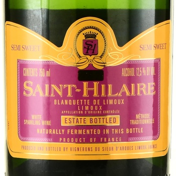 Blanquette de Limoux Saint-Hilaire - вино игристое Бланкет де Лиму Сент-Илер 2019 год 0.75 л белое полусладкое