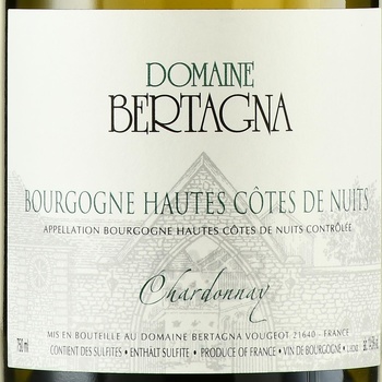 Domaine Bertagna Bourgogne Hautes Cotes de Nuits Chardonnay - вино Домен Бертанья Бургонь От Кот де Нюи Шардоне 2019 год 0.75 л белое сухое