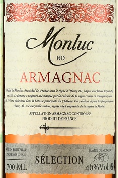 Monluc Armagnac Selection - арманьяк Монлюк Селексион 0.7 л