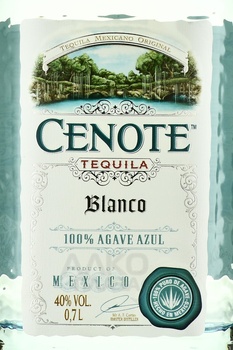 Tequila Cenote Blanco 100% Blue Agave - текила Сеноте Бланко 100% голубой агавы 0.7 л