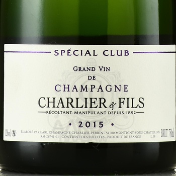 Champagne Charlier & Fils Special Club - шампанское Шампань Шарлье эт Фис Спешл Клаб 2015 год 0.75 л белое брют в п/у