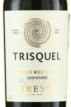 Aresti Trisquel Gran Reserva Carmenere - вино Арести Трискель Гран Резерва Карменер 2021 год 0.75 л красное сухое