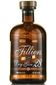 Filliers Dry Gin 28 Classic - джин Филльерс Драй Джин 28 классический 0.5 л