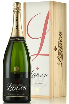 Lanson Black Label Brut in wooden box - шампанское Лансон Блэк Лейбл Брют 1.5 л в дер./уп