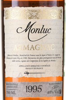 Monluc Armagnac 1995 - арманьяк Монлюк 1995 года 0.7 л