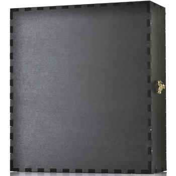 Футляр МДФ Бордо с бархатом Черный на 3 бутылки с замком