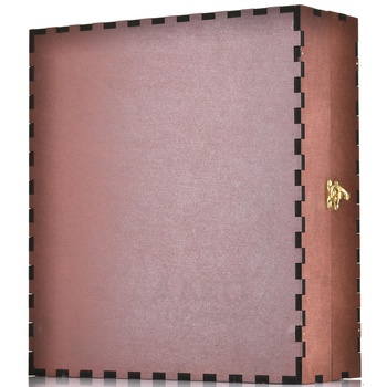 Футляр МДФ Бордо с бархатом Красный на 3 бутылки с замком