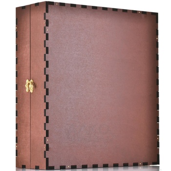 Футляр МДФ Бордо Красный с бархатом на 3 бутылки с замком